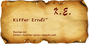 Kiffer Ernő névjegykártya